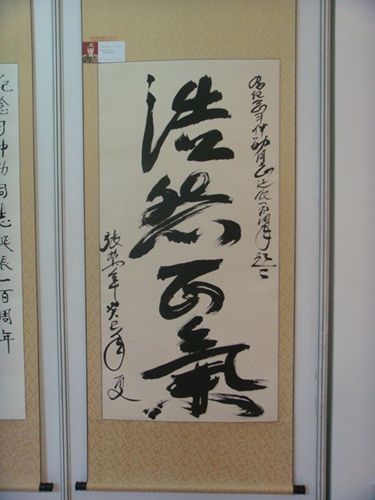 原中央军委副主席张万年题写的书法作品&ldquo;浩然正气&rdquo;。孙璐 摄 