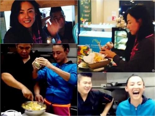 张柏芝新加坡做义工 斟茶递水活力足