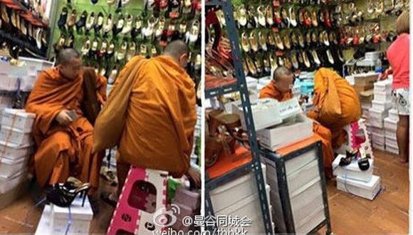 泰国和尚商场试穿高跟鞋 网友：闹呢